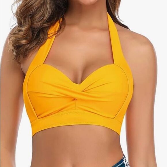 Tempt Me Yellow Halter Bikini Top XL NWT - Picture 2 of 8